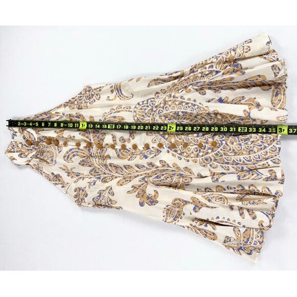 Zara Blogger Fave Women's High Collar Paisley Boho Flared Mini Dress Medium Tan - Picture 13 of 14